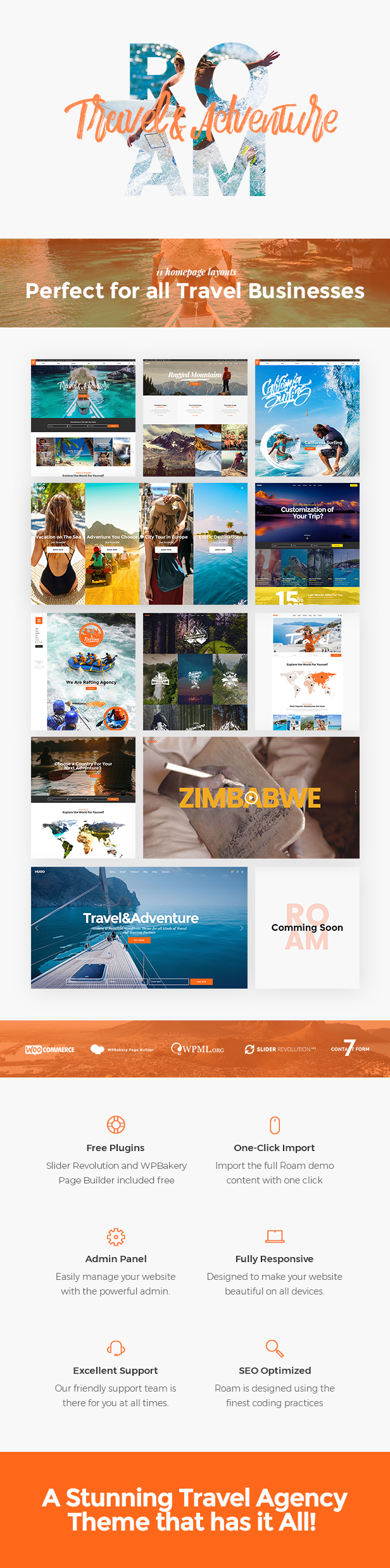 Roam v2.0 - 旅行和旅游 WordPress 主题插图(1)
