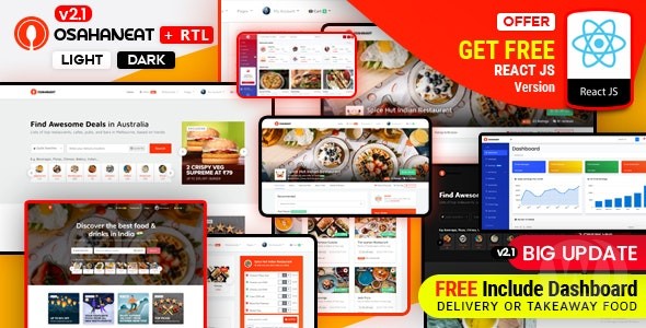 Osahan Eat v2.1 - HTML React 在线食品订单模板插图