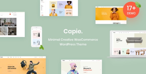 Capie v1.0.29 - 最小的创意 WooCommerce WordPress 主题插图