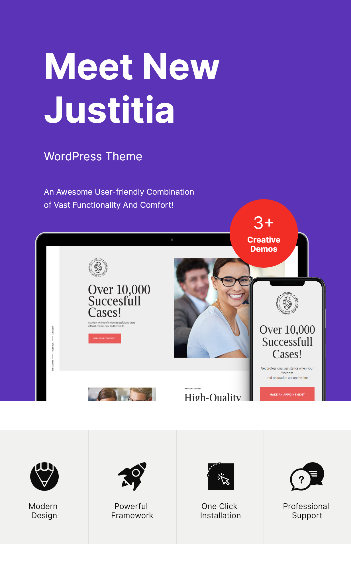 Justitia v1.0.7 - Multiskin Lawyer & Legal Adviser WordPress 主题插图(1)