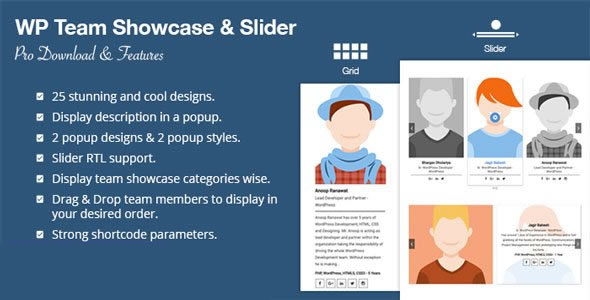 WP Team Showcase and Slider Pro v1.5.0 - Wordpress团队幻灯片展示插件