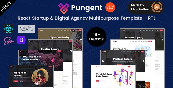 Pungent - React Multipurpose Startup & Digital Agency Template v1.7