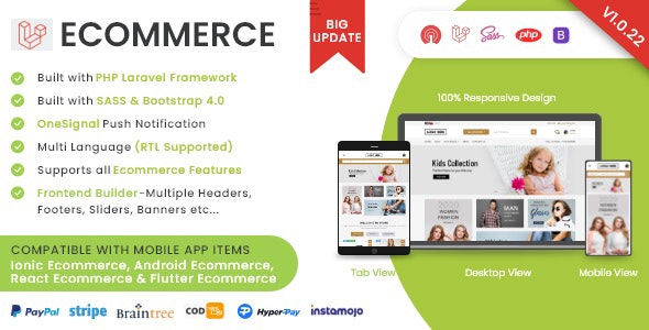 Laravel Ecommerce - Universal Ecommerce/Store Full Website with Themes and Advanced CMS/Admin Panel 1.1.6