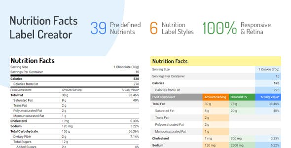 Nutrition Facts Label Creator v1.3.0插图