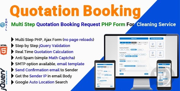 Quotation Booking v2.9.2 - 多步报价单预订请求 PHP 表格用于清洁服务插图