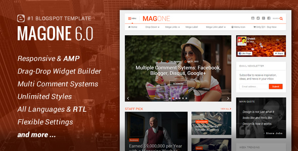 MagOne v6.9.75 - 响应式新闻和杂志博客模板插图