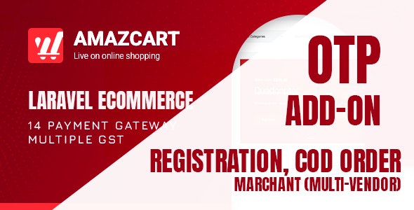 OTP add-on | AmazCart Laravel Ecommerce System CMS v1.3 (26 Sep 2023)