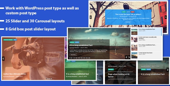 Responsive Recent Post Slider Pro v1.8（已汉化） - WordPress 幻灯片显示帖子插件