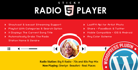 Sticky Radio Player v3.3.2 - WordPress 播放器插件