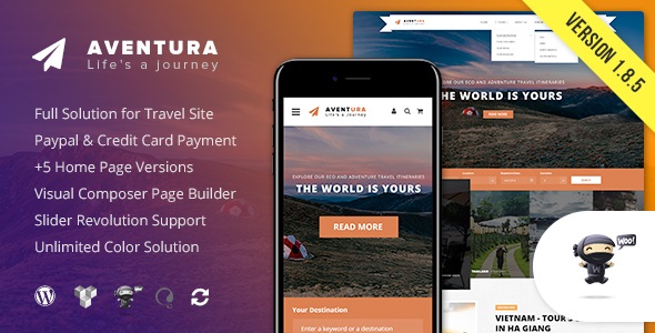 Aventura v2.7.7（原版） -  WordPress 旅行和旅游预订系统主题