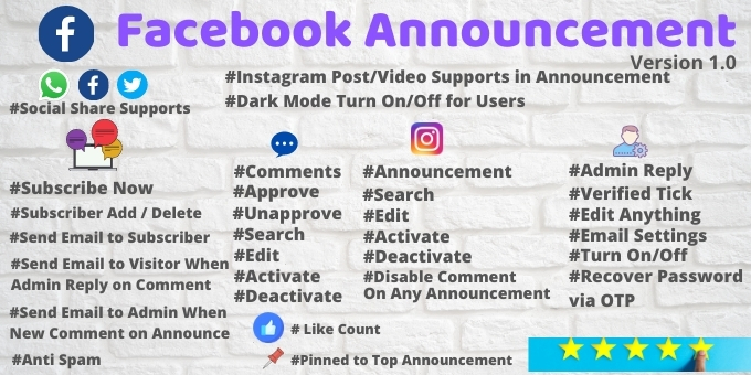 Facebook Announcement PHP Script with Admin Panel v1.2 - 带有管理面板的 PHP源码