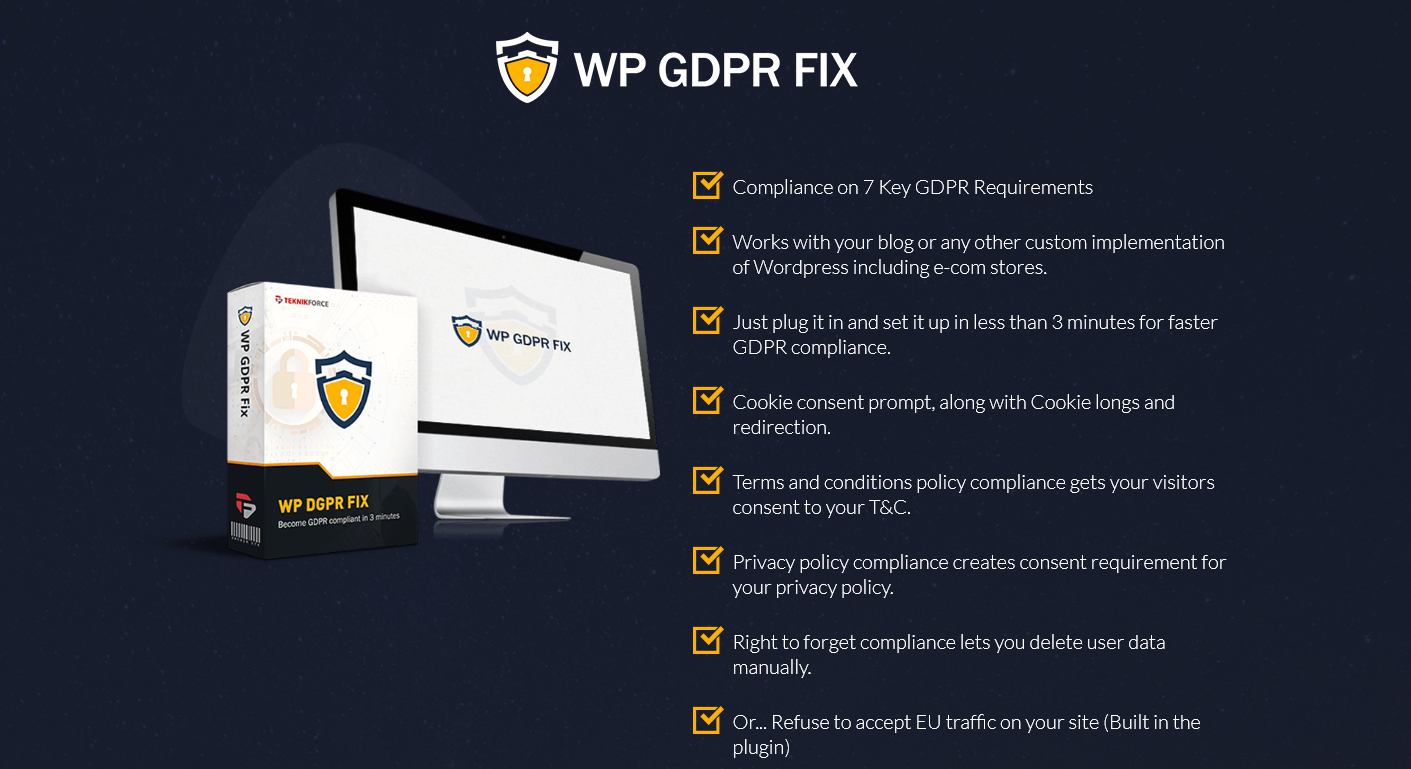 WP GDPR Fix Pro v3.9 - Wordpress 网站GDPR和PECR合规性插件