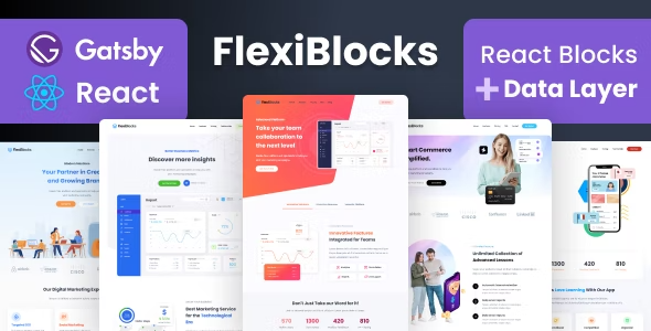 FlexiBlocks v3.9.0 - React Gatsby 登陆页面模板