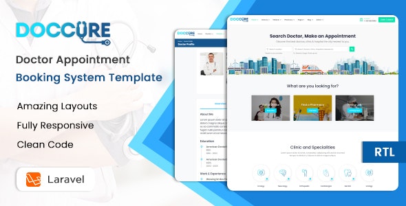 Docure v1.7.6 - 医生预约管理系统模板 (Practo Clone) (HTML + Laravel)