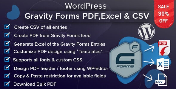 WordPress Gravity Forms PDF, Excel & CSV v1.8.1（已汉化）  - Gravity Forms转换为 pdf插件插图