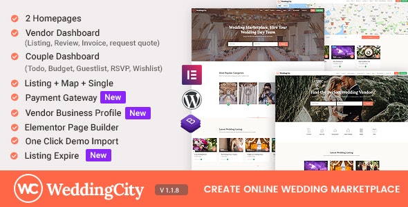WeddingCity v1.2.6 - WordPress 目录和列表主题插图