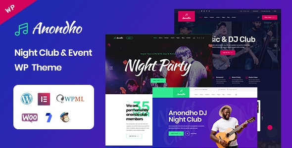 Anondho v1.0 - WordPress 夜总会和活动主题插图