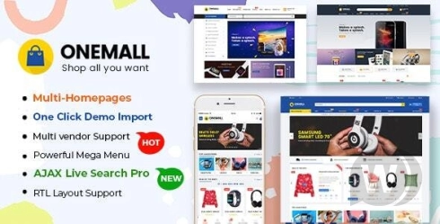 OneMall v1.9.2 - WordPress 电子商务市场 主题（包括移动布局）