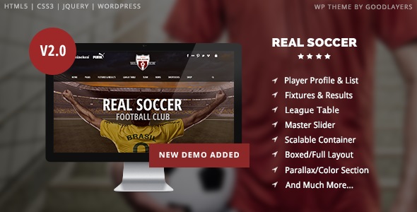 Real Soccer v2.5.6 -  Wordpress 响应式主题