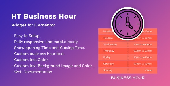 HT Business Hour Widget for Elementor v1.0.4插图