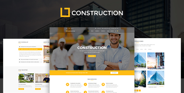 Construction v1.1.0 - 商业和建筑公司 WordPress 主题插图