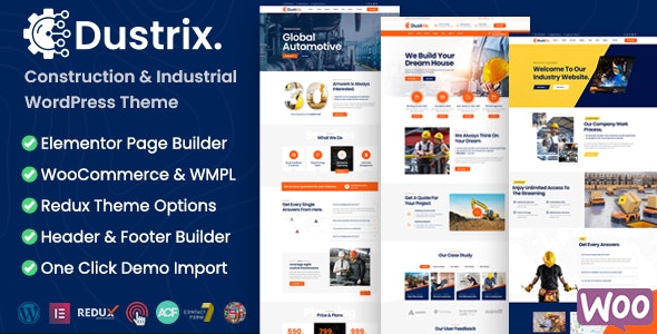 Dustrix v1.5.0 - WordPress建筑和工业主题插图