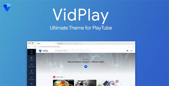 VidPlay v2.2.7 - PlayTube 主题插图