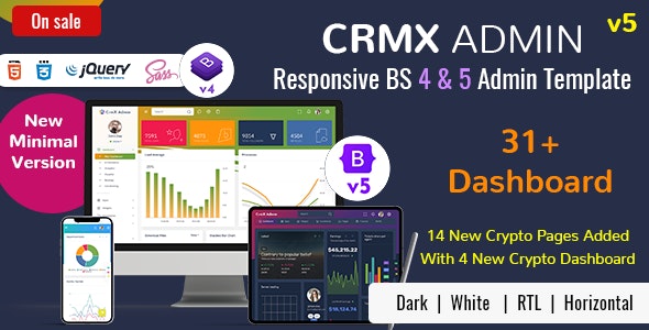 CrmX v5.0 - Bootstrap 管理仪表板模板和用户界面