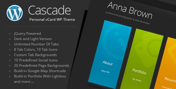 Cascade v8.2 - 个人 vCard WordPress 主题