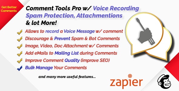 Comment Tools with Voice message, Auto Moderation, Spam Protection, Attachment, Mailing List Opt-in v5.4.0插图