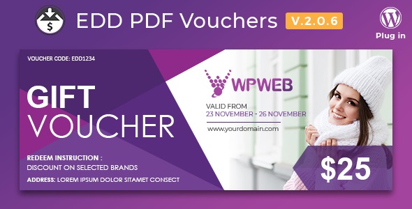Easy Digital Downloads PDF Vouchers Addon v2.2.0