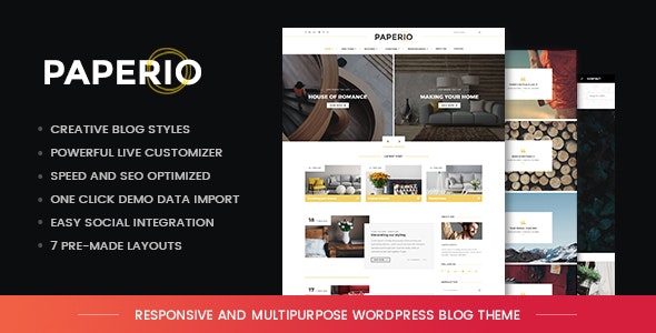 Paperio v2.6 - 响应式和多用途 WordPress 博客主题