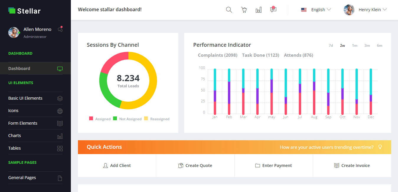 Stellar v2.0.0 - Admin Dashboard插图