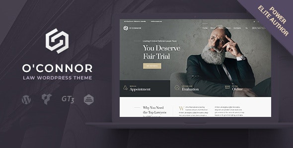 Oconnor v1.6.0 - 法律、律师和律师 WordPress 主题插图