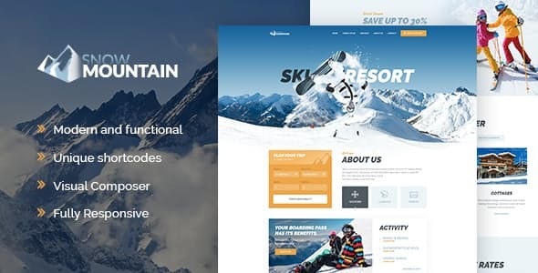 Snow Mountain v1.2.7 - Ski Resort & Snowboard School WordPress Theme插图