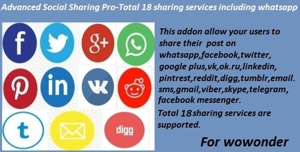 Advanced Social Sharing Pro v9-15-22 - WoWonder 高级社交分享专业版插件插图