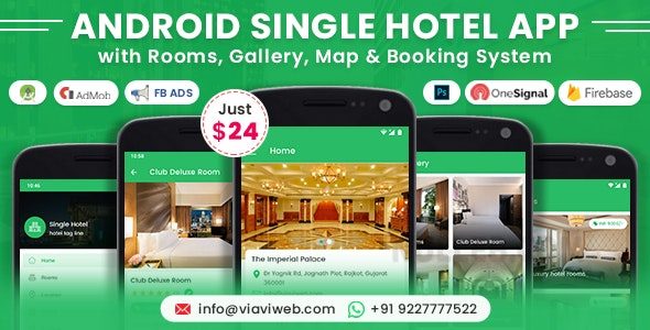 Android Single Hotel Application with Rooms, Gallery, Map & Booking System v6.0