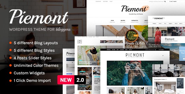 Piemont v2.3 - ravel & Lifestyle WordPress 博客主题