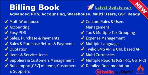 Billing Book v3.0 - Advanced POS, Inventory, Accounting, Warehouse, Multi Users, GST Ready插图