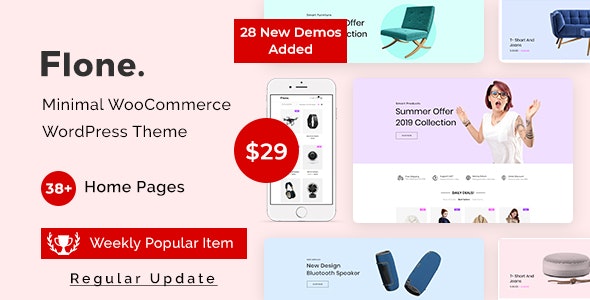 Flone v3.4.9 - 最小的 WooCommerce WordPress 主题插图