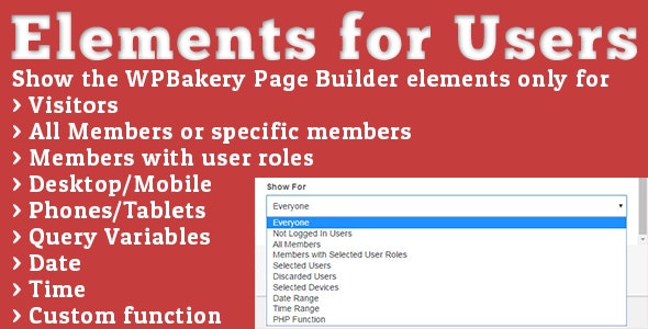 Elements for Users v1.5.6 - WPBakery Page Builder（以前称为 Visual Composer）的插件