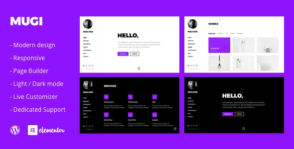 Mugi v1.0.4 - Personal Portfolio & Resume WordPress Theme