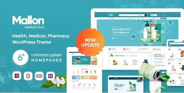 Mallon v1.5.2（已汉化） – Medical Store Elementor WooCommerce WordPress 主题