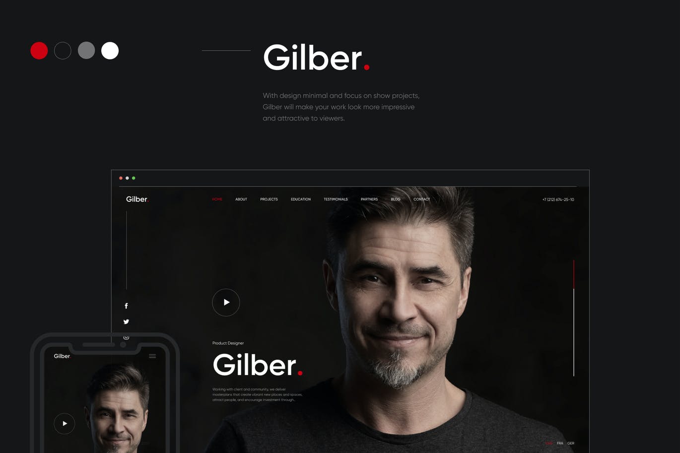 Gilber v1.0.1 - 个人简历/简历 WordPress 主题插图