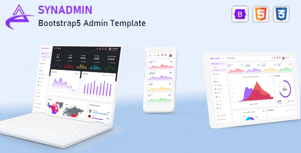 Synadmin v 23-NOV-2021 - Bootstrap 5 Admin Template插图