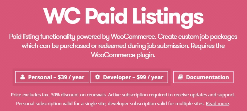 WP Job Manager WC Paid Listings Add-on v.2.9.8插图