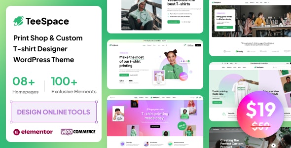 TeeSpace V1.2.6 - Print Custom T-shirt Designer WordPress 主题