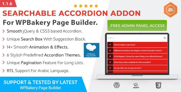 Ultimate Searchable Accordion v1.1.6 – WPBakery Page Builder Addon