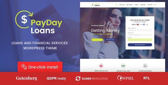 Payday Loans v1.1.5 - 金融 WordPress 主题插图