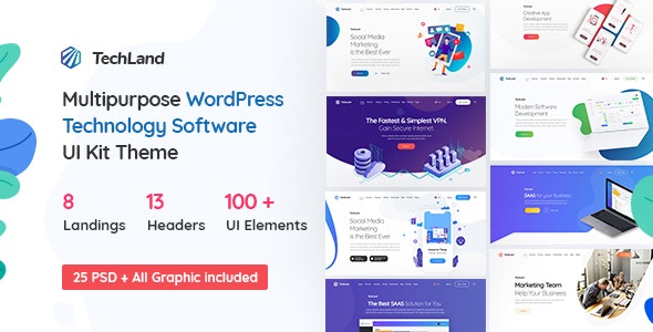 Techland v1.9.0 - Saas Startup WordPress 科技主题